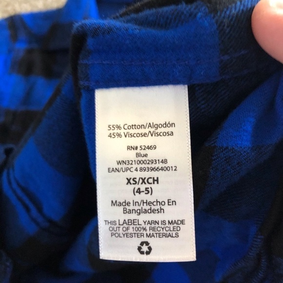 Wonder Nation blue plaid flannel long sleeve button down shirt in size XS - Picture 4 of 4